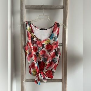 Floral cropped tie tank size S
